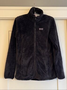 Helly Hansen Black Plush Full-Zip Textured Fleece Jacket Size Small
